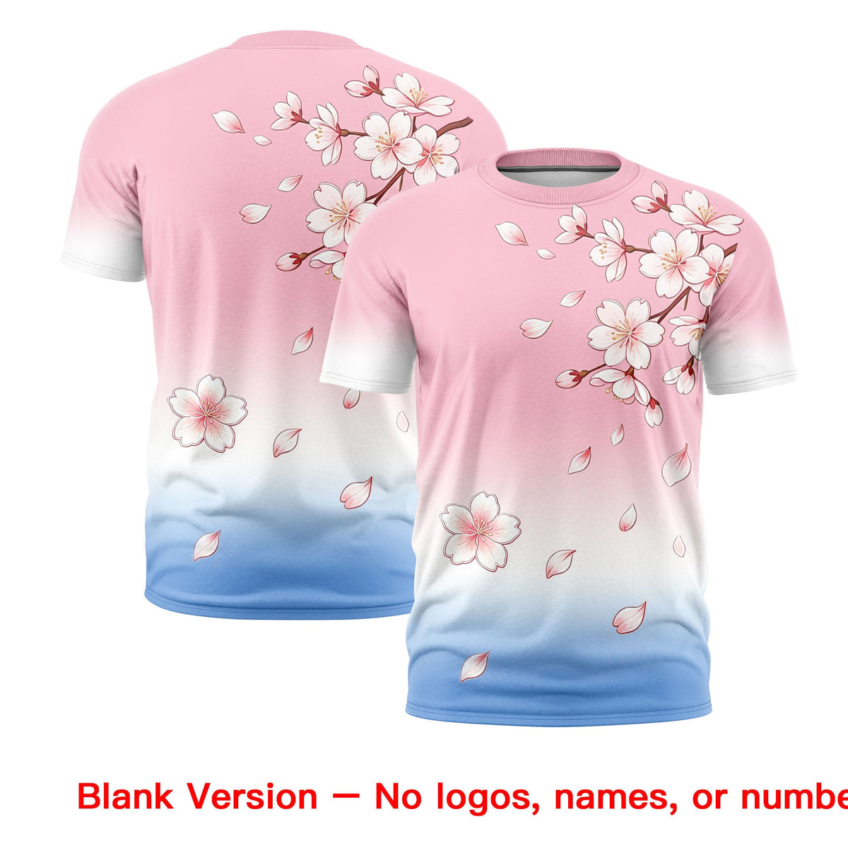 Custom Light Pink White Light Blue Cherry Blossoms Personalization Moisture-Wicking T-shirt| KXKSHOP