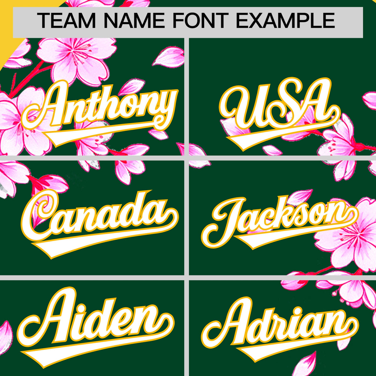 Custom Dark Green Gold White Cherry Blossoms Personalization Stretch Fabric T-shirt| KXKSHOP