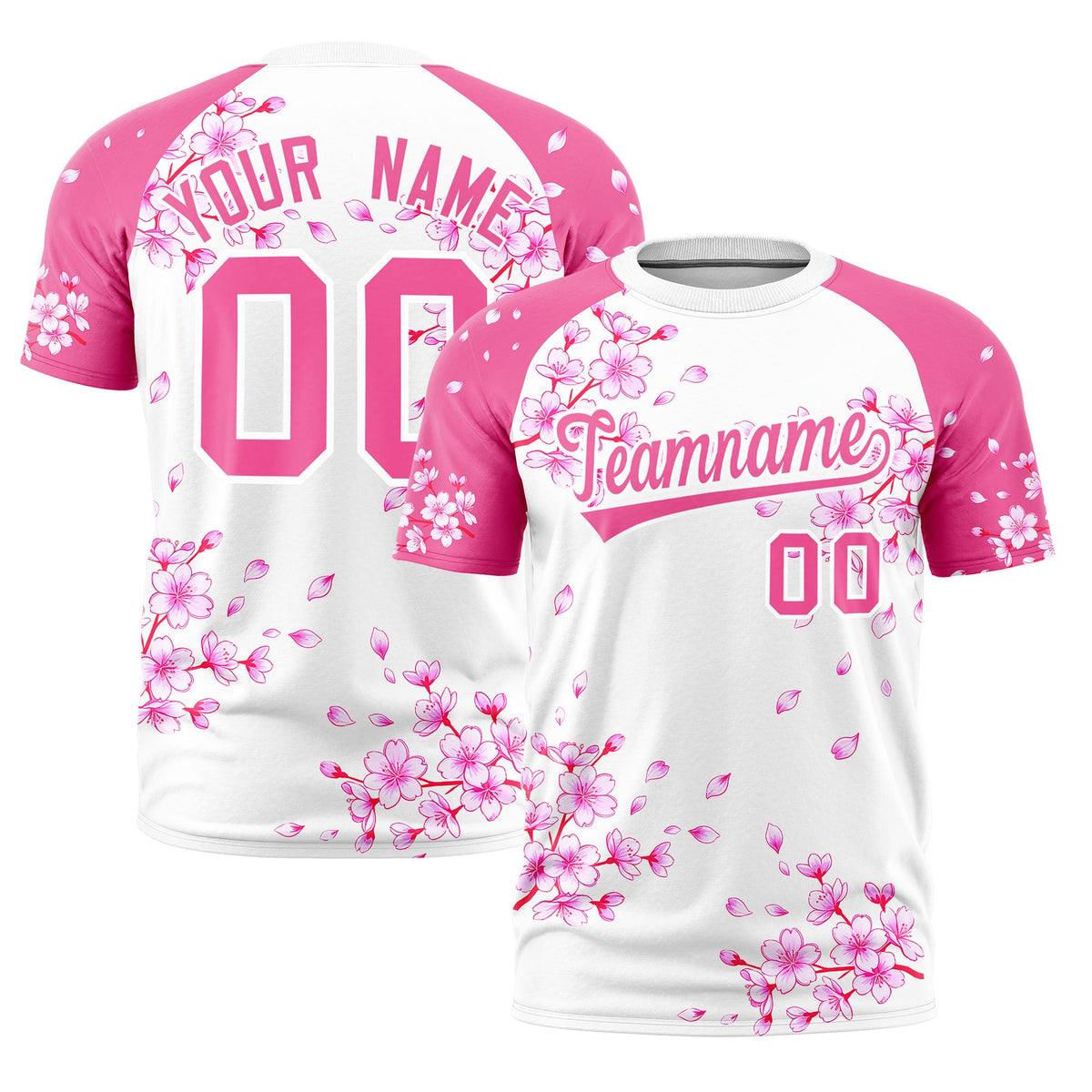 Custom White Pink Cherry Blossoms Personalization Moisture-Wicking T-shirt| KXKSHOP