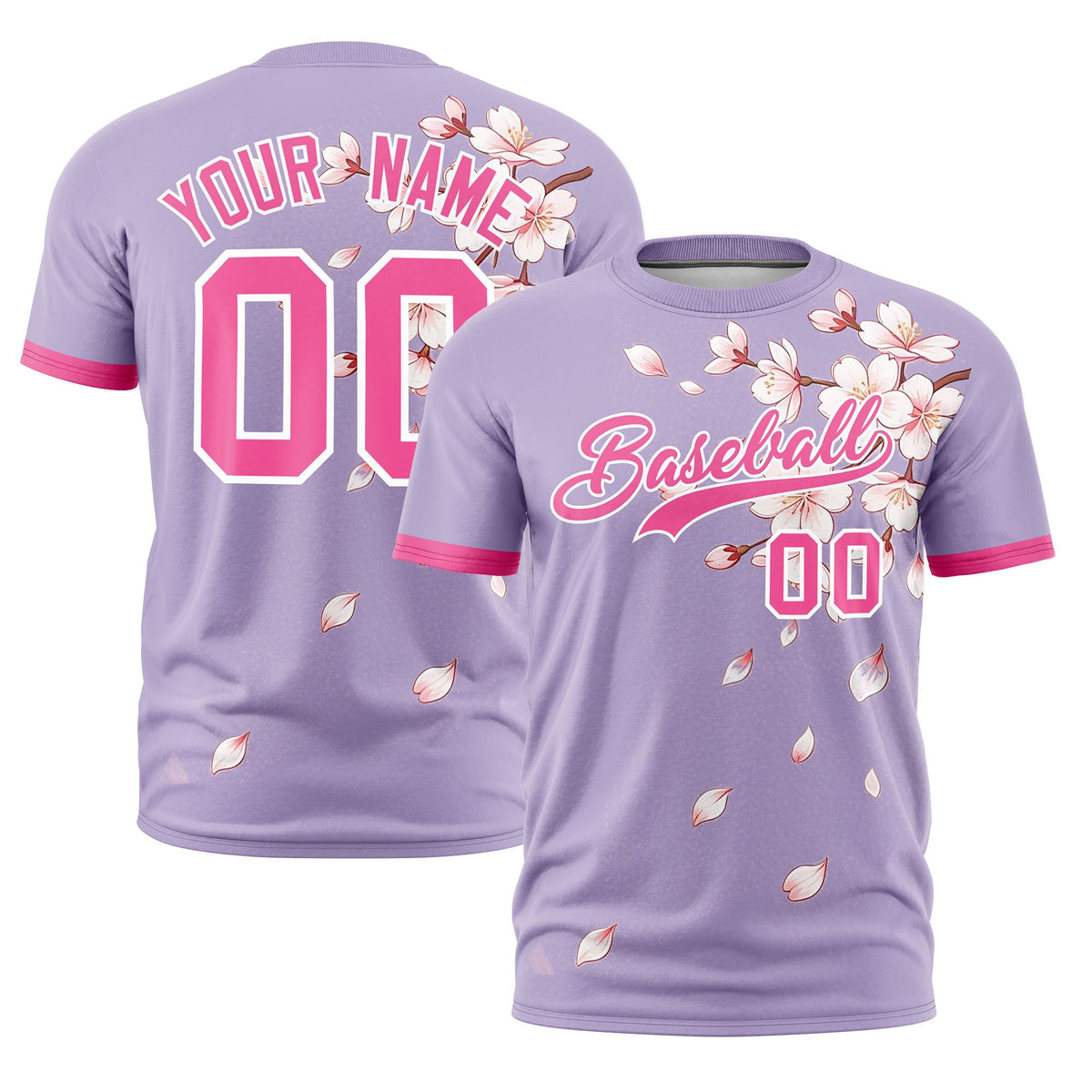 Custom Light Purple Pink White Cherry Blossoms Personalization Stretch Fabric T-shirt| KXKSHOP