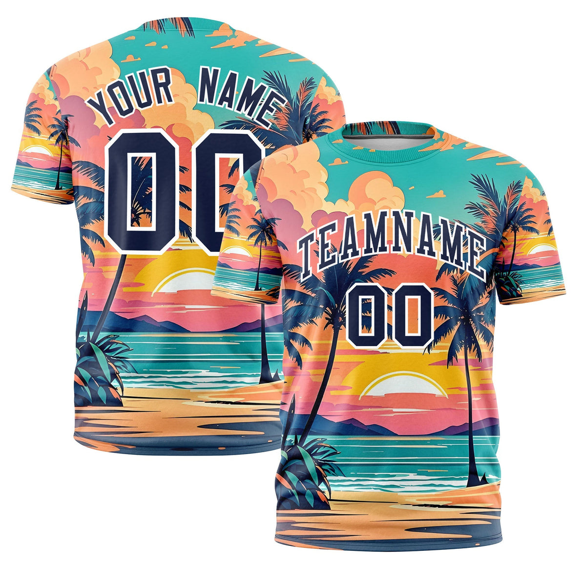 Custom Navy White Graffiti Pattern Hawaiian Style T-shirt| KXKSHOP