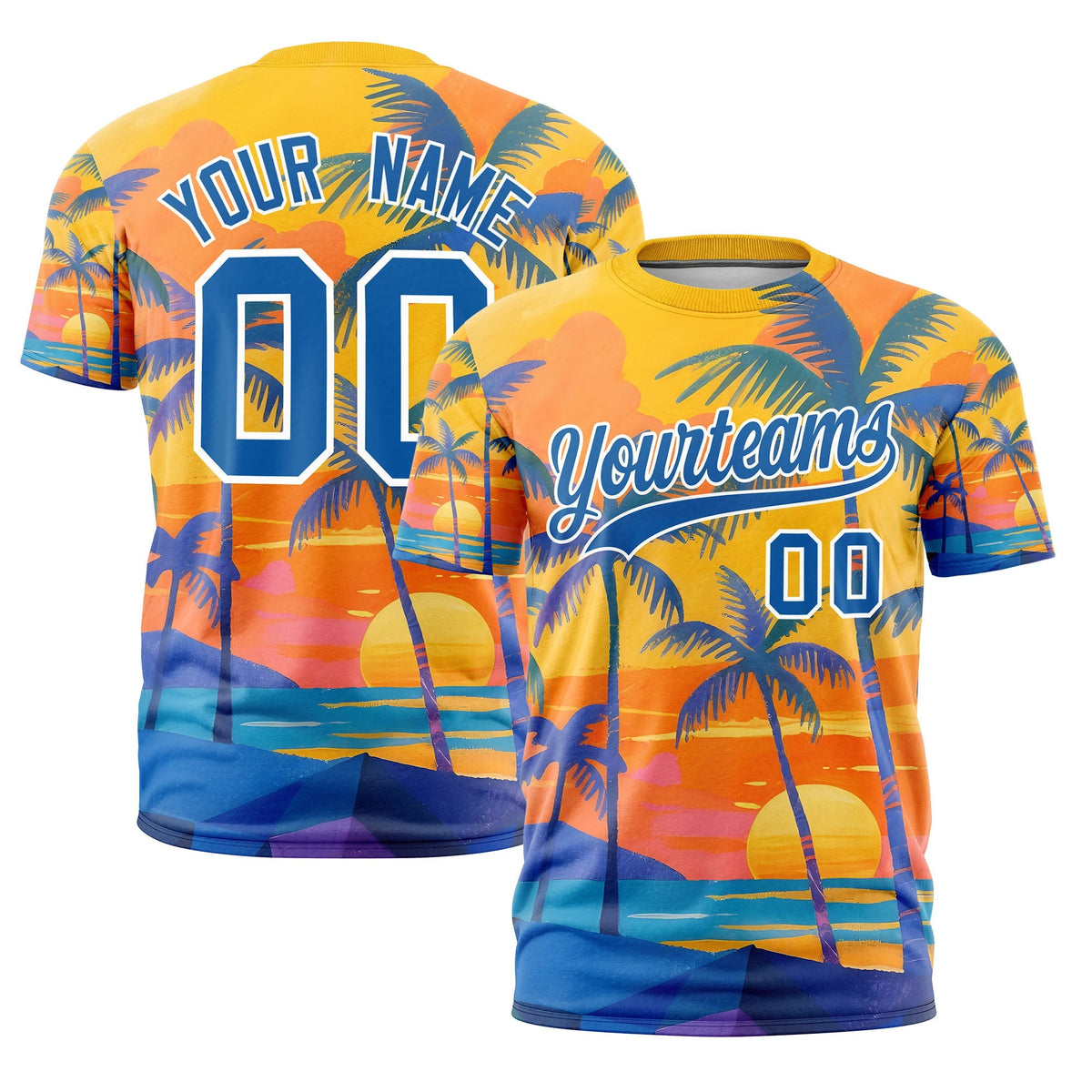 Custom Royal White Graffiti Pattern Hawaiian Style T-shirt| KXKSHOP