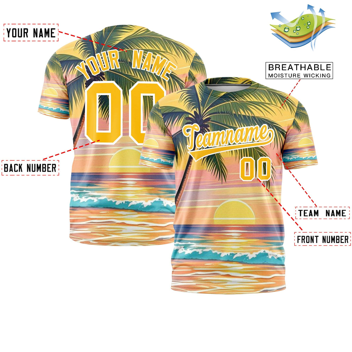 Custom Yellow White Graffiti Pattern Hawaiian Style T-shirt| KXKSHOP