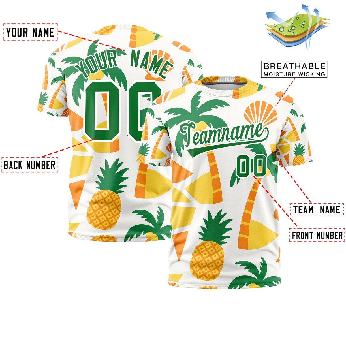 Custom Kelly Green White Graffiti Pattern Hawaiian Style T-shirt| KXKSHOP
