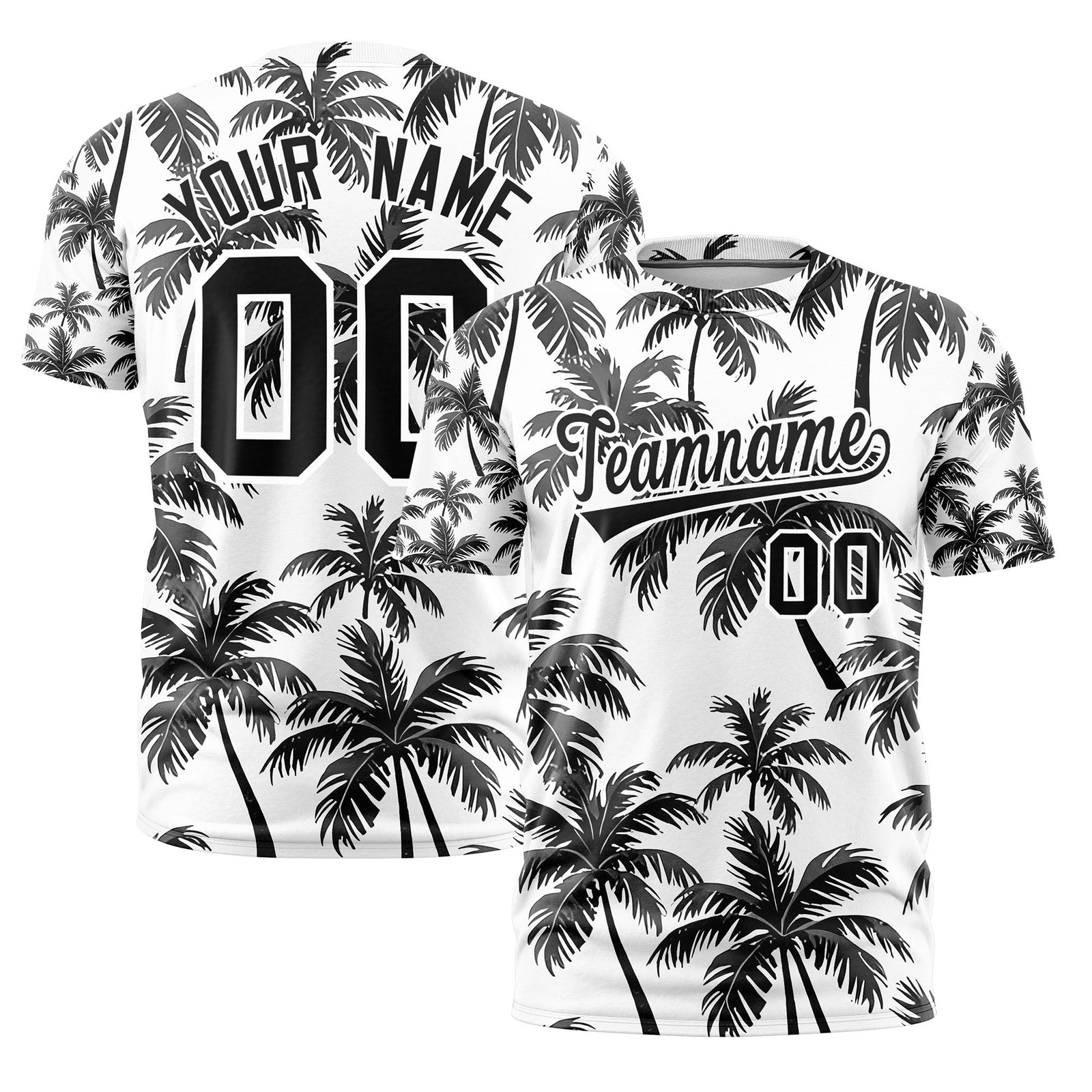 Custom Black White Graffiti Pattern Hawaiian Style T-shirt| KXKSHOP