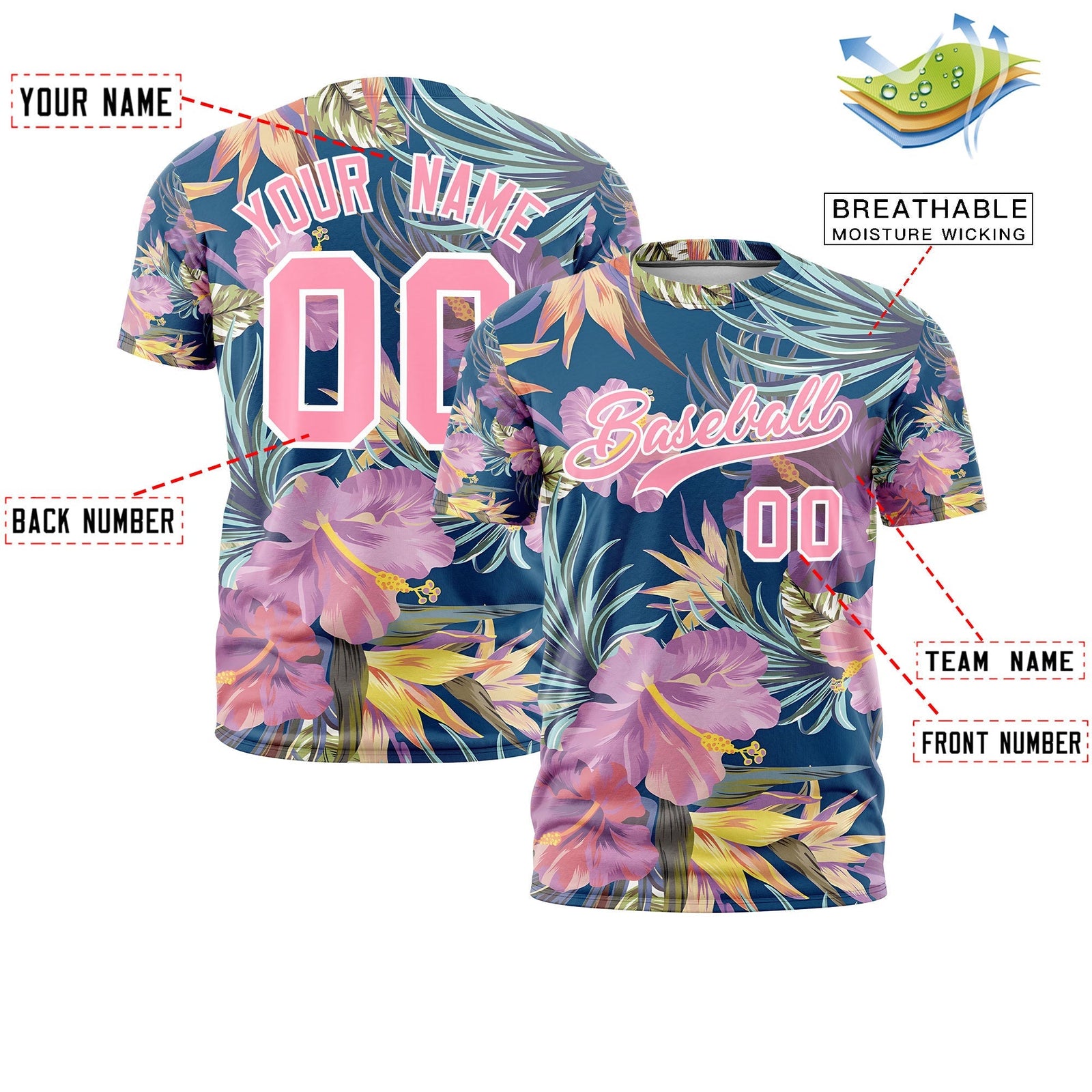 Custom Light Pink White Graffiti Pattern Hawaiian Style T-shirt| KXKSHOP