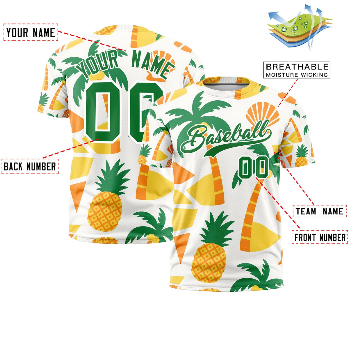 Custom Kelly Green White Graffiti Pattern Hawaiian Style T-shirt| KXKSHOP