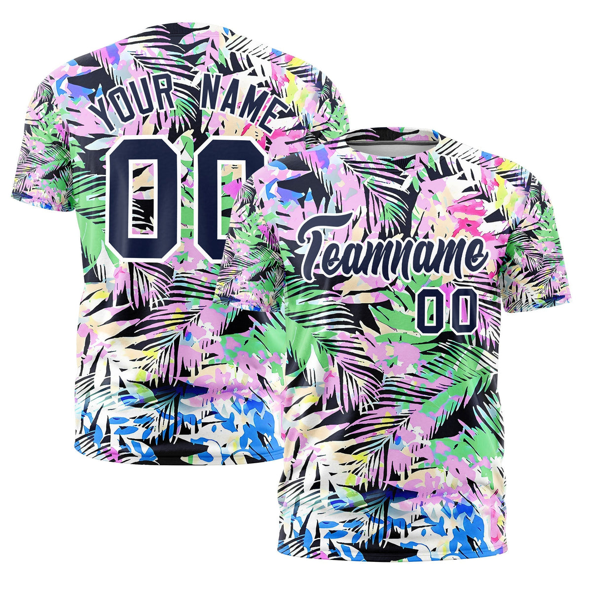 Custom Navy White Graffiti Pattern Hawaiian Style T-shirt| KXKSHOP