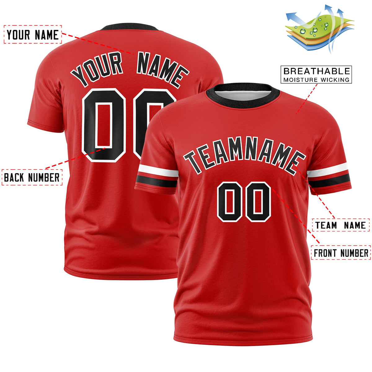 Custom Red Black Classic Style Stripe Fashion T-shirt| KXKSHOP