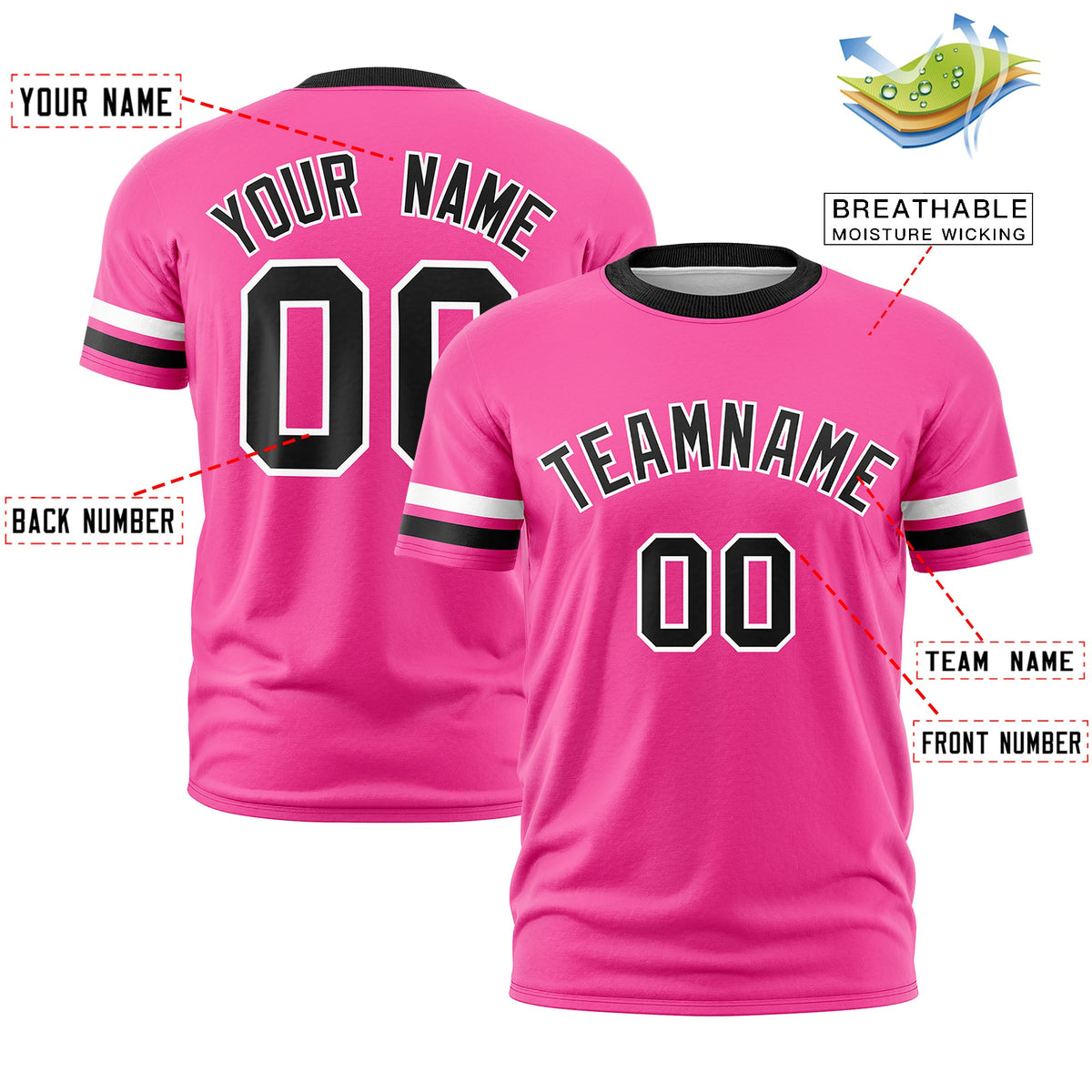 Custom Pink Black Classic Style Stripe Fashion T-shirt| KXKSHOP