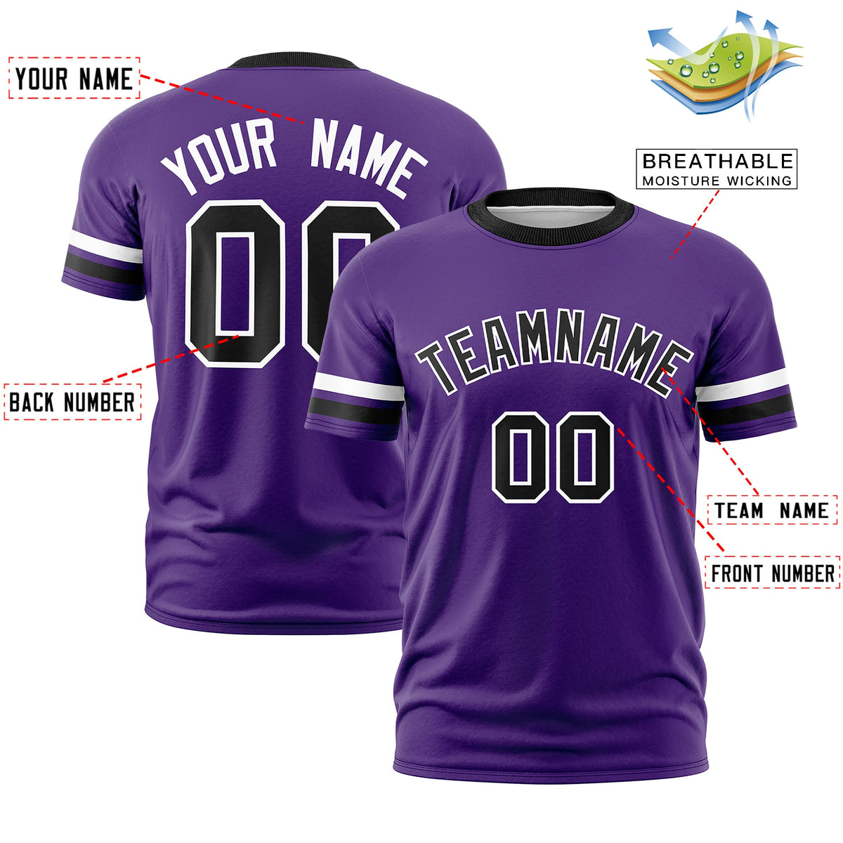 Custom Purple Black Classic Style Stripe Fashion T-shirt| KXKSHOP