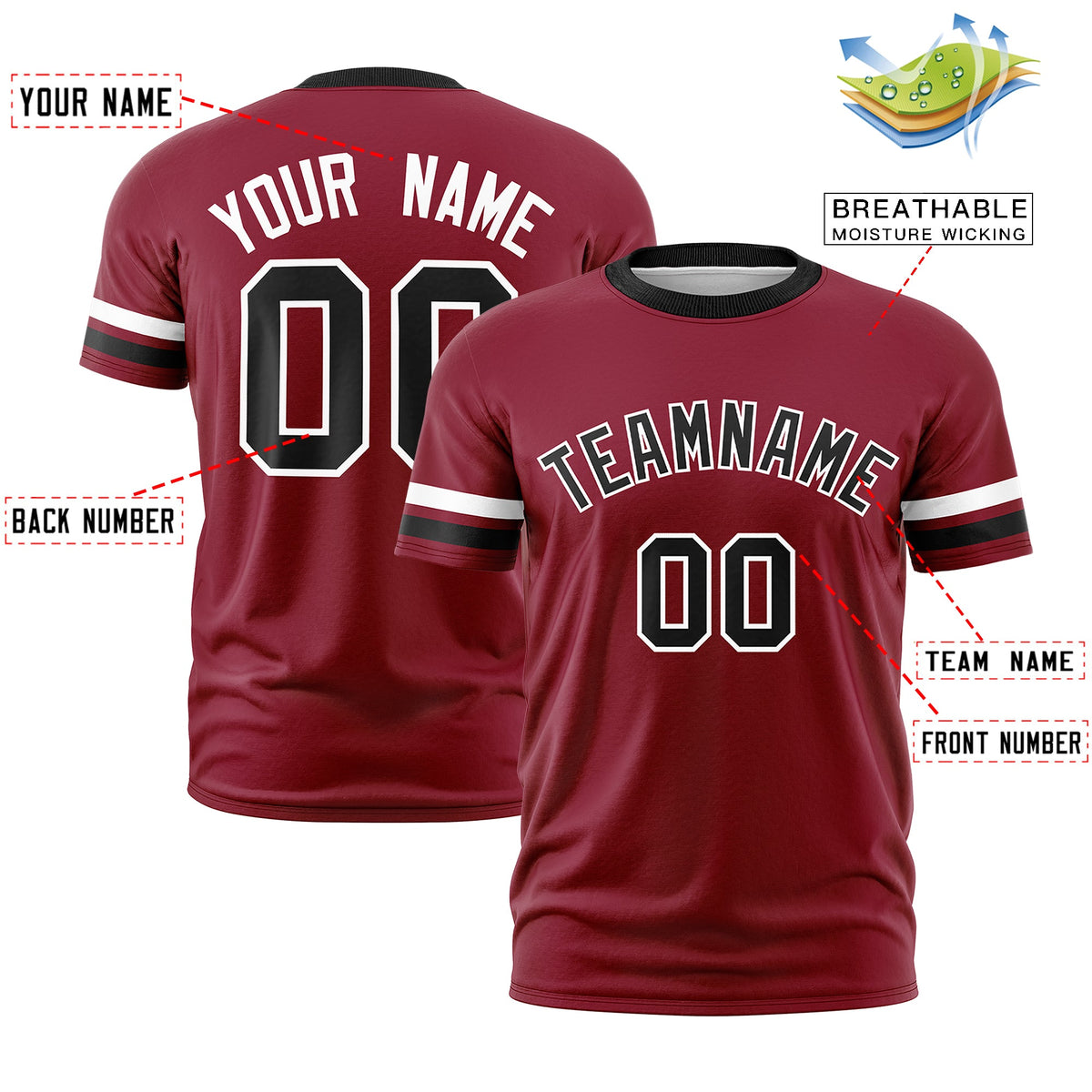 Custom Crimson Black Classic Style Stripe Fashion T-shirt| KXKSHOP