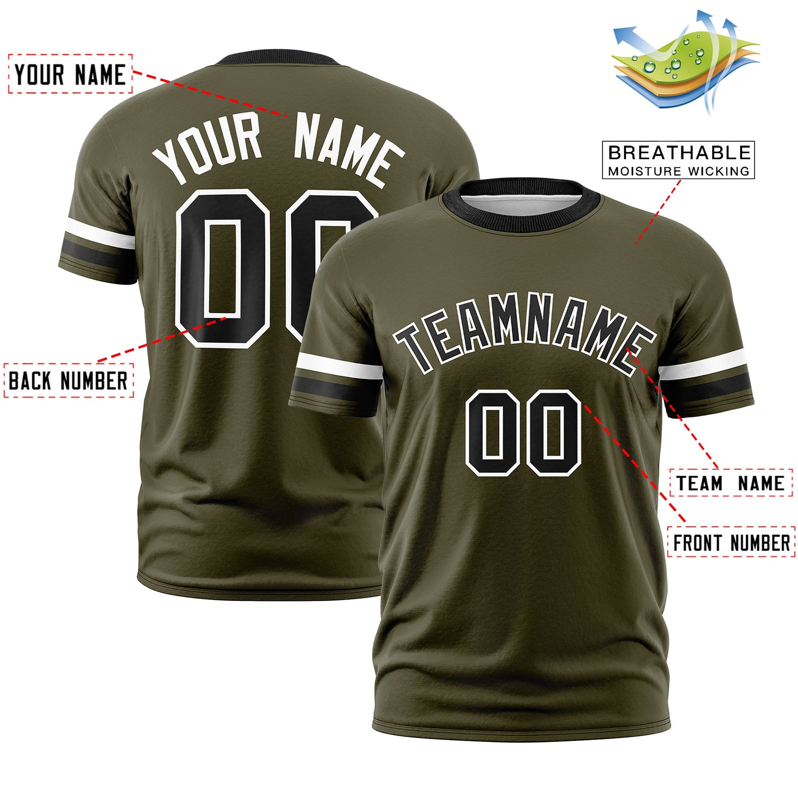 Custom Olive Black Classic Style Stripe Fashion T-shirt| KXKSHOP