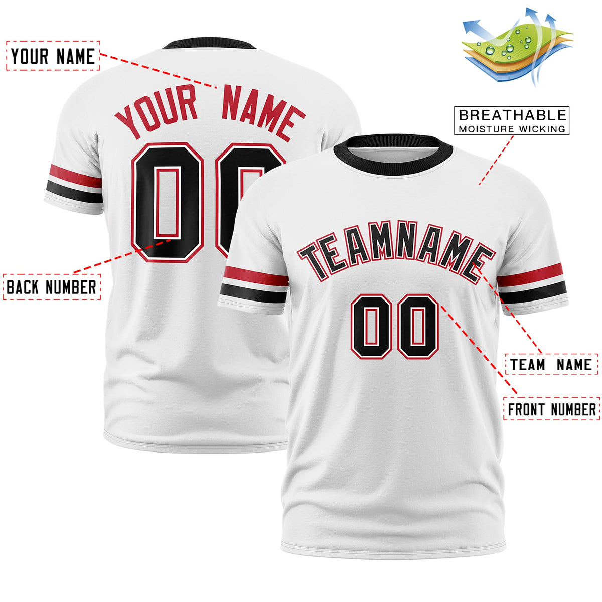 Custom White Black Classic Style Stripe Fashion T-shirt| KXKSHOP