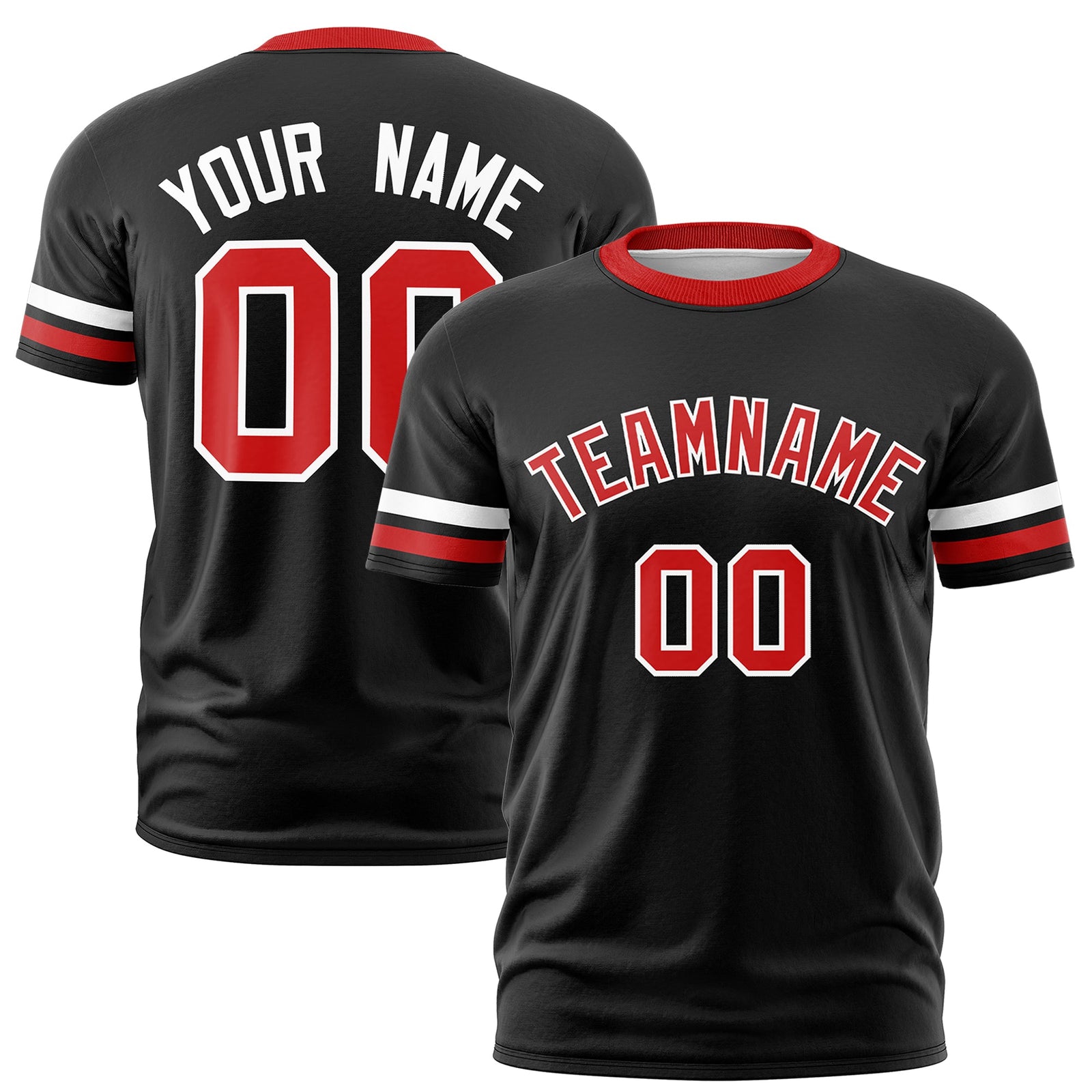 Custom Black Red Classic Style Stripe Fashion T-shirt| KXKSHOP