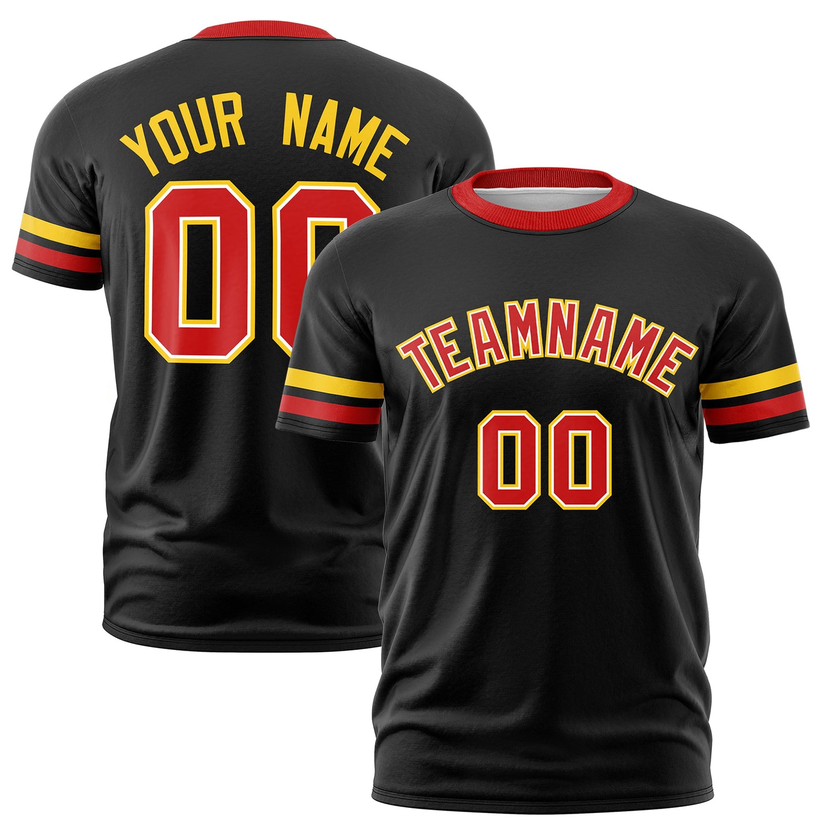 Custom Black Red Classic Style Stripe Fashion T-shirt| KXKSHOP