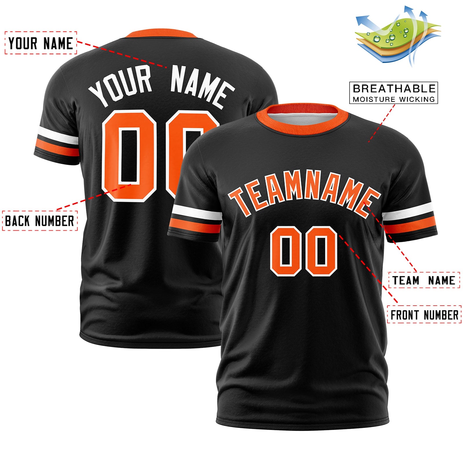 Custom Black Orange Classic Style Stripe Fashion T-shirt| KXKSHOP