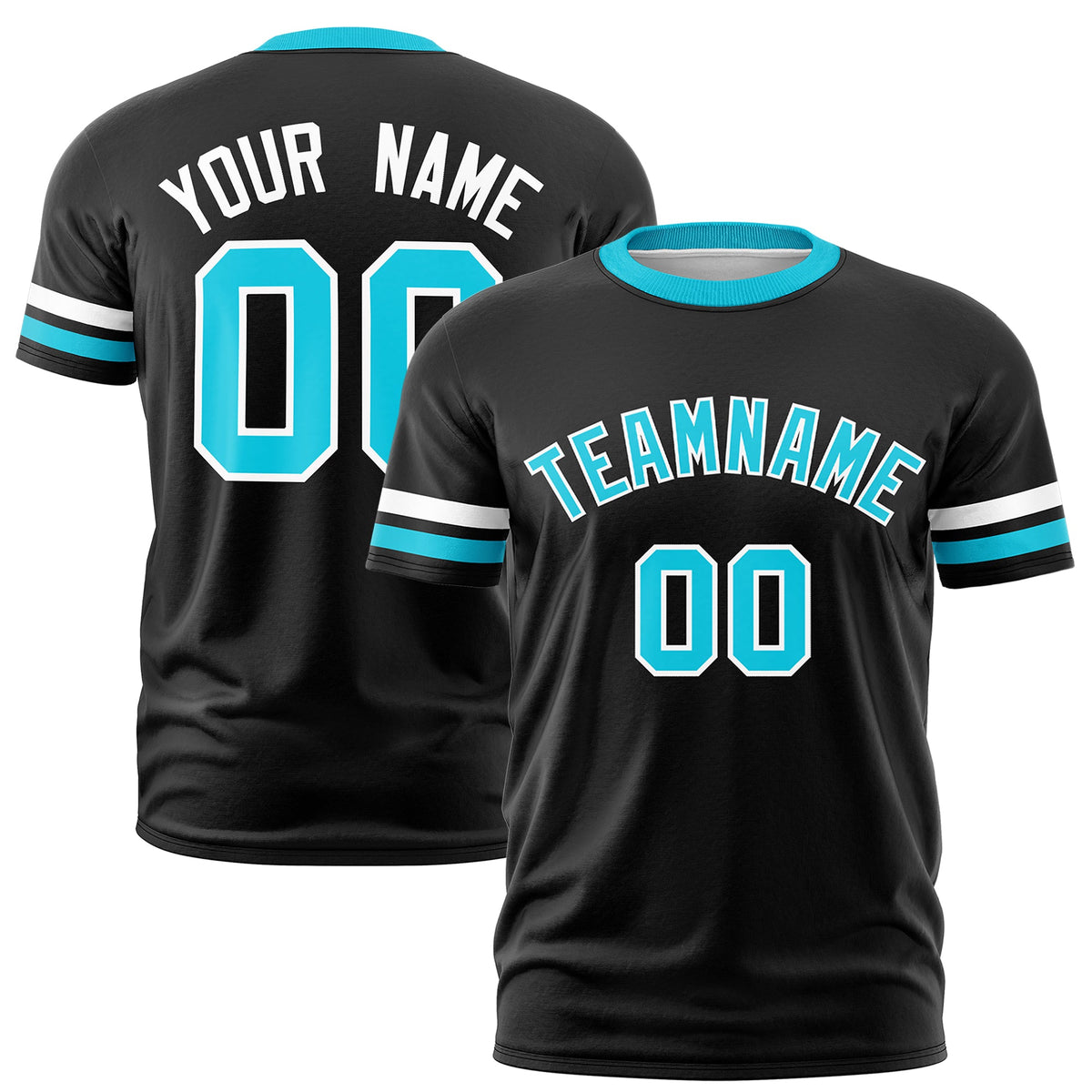 Custom Black Sky Blue Classic Style Stripe Fashion T-shirt| KXKSHOP