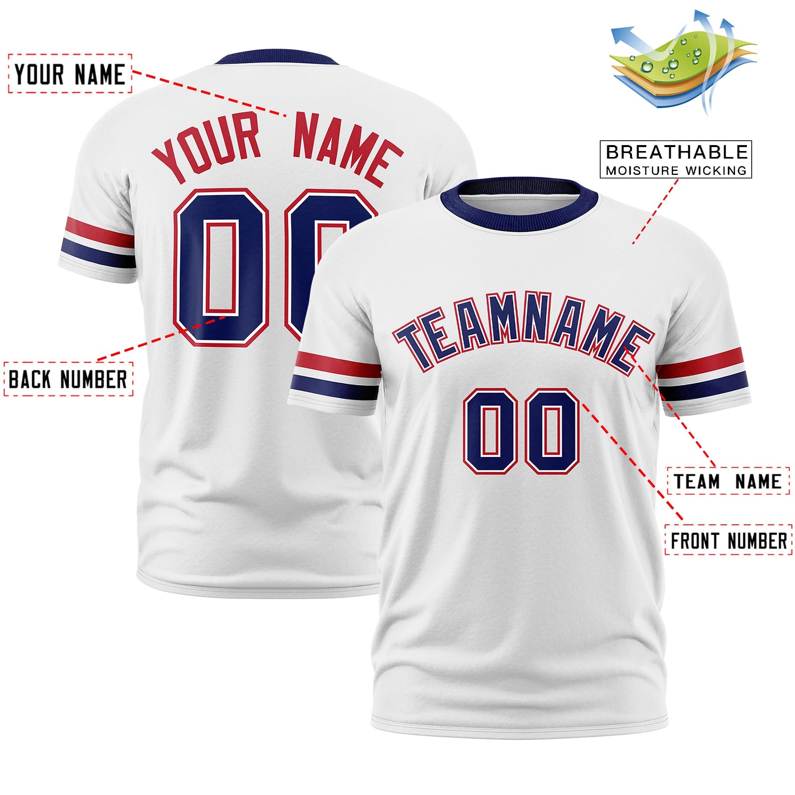 Custom White Classic Style Stripe Fashion T-shirt| KXKSHOP