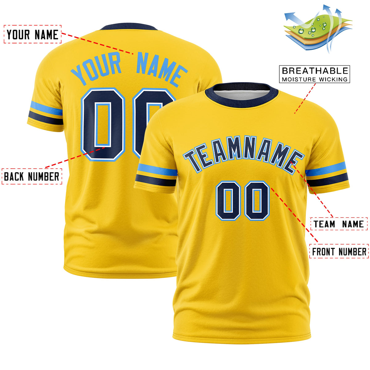 Custom Gold Navy Classic Style Stripe Fashion T-shirt| KXKSHOP