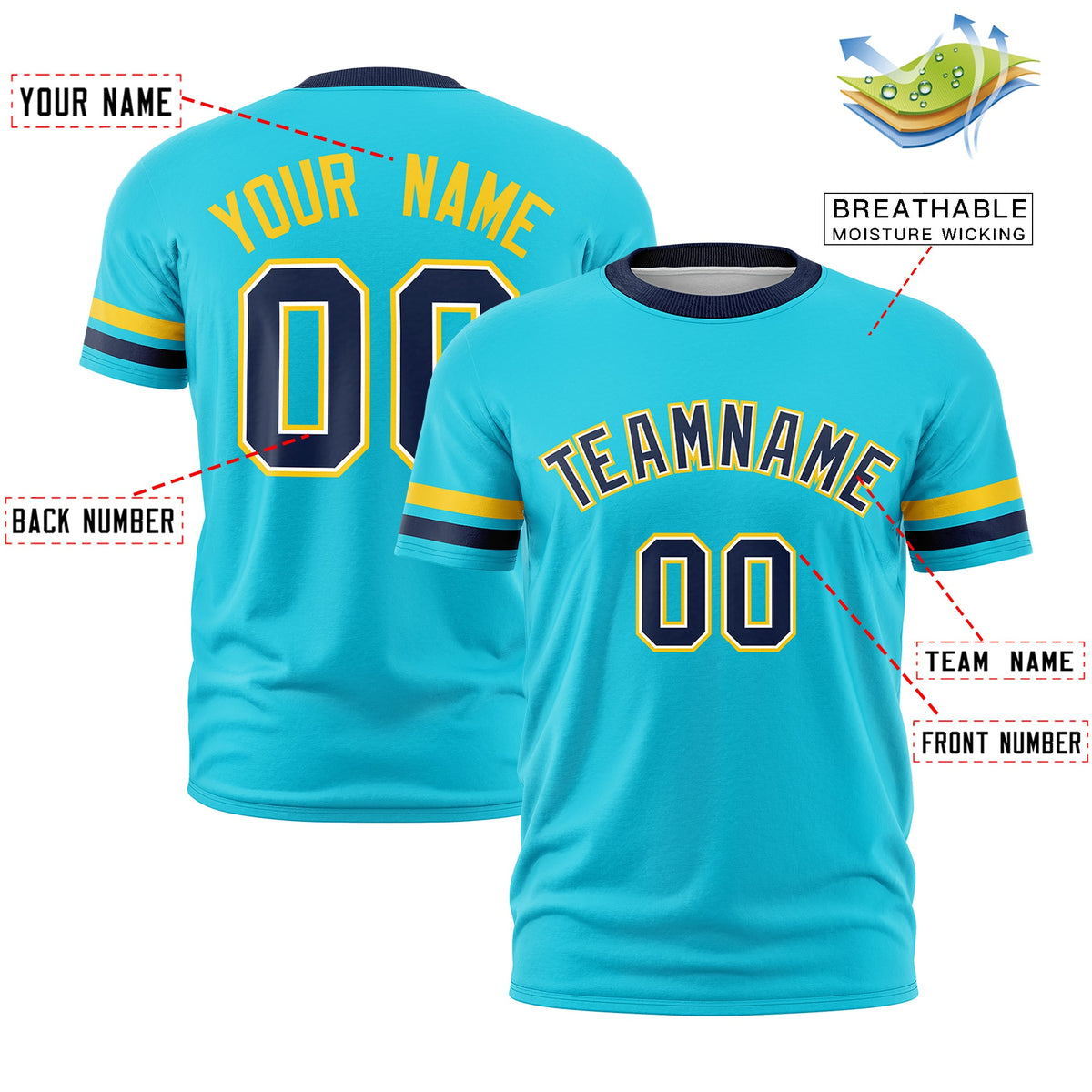 Custom Sky Blue Navy Classic Style Stripe Fashion T-shirt| KXKSHOP