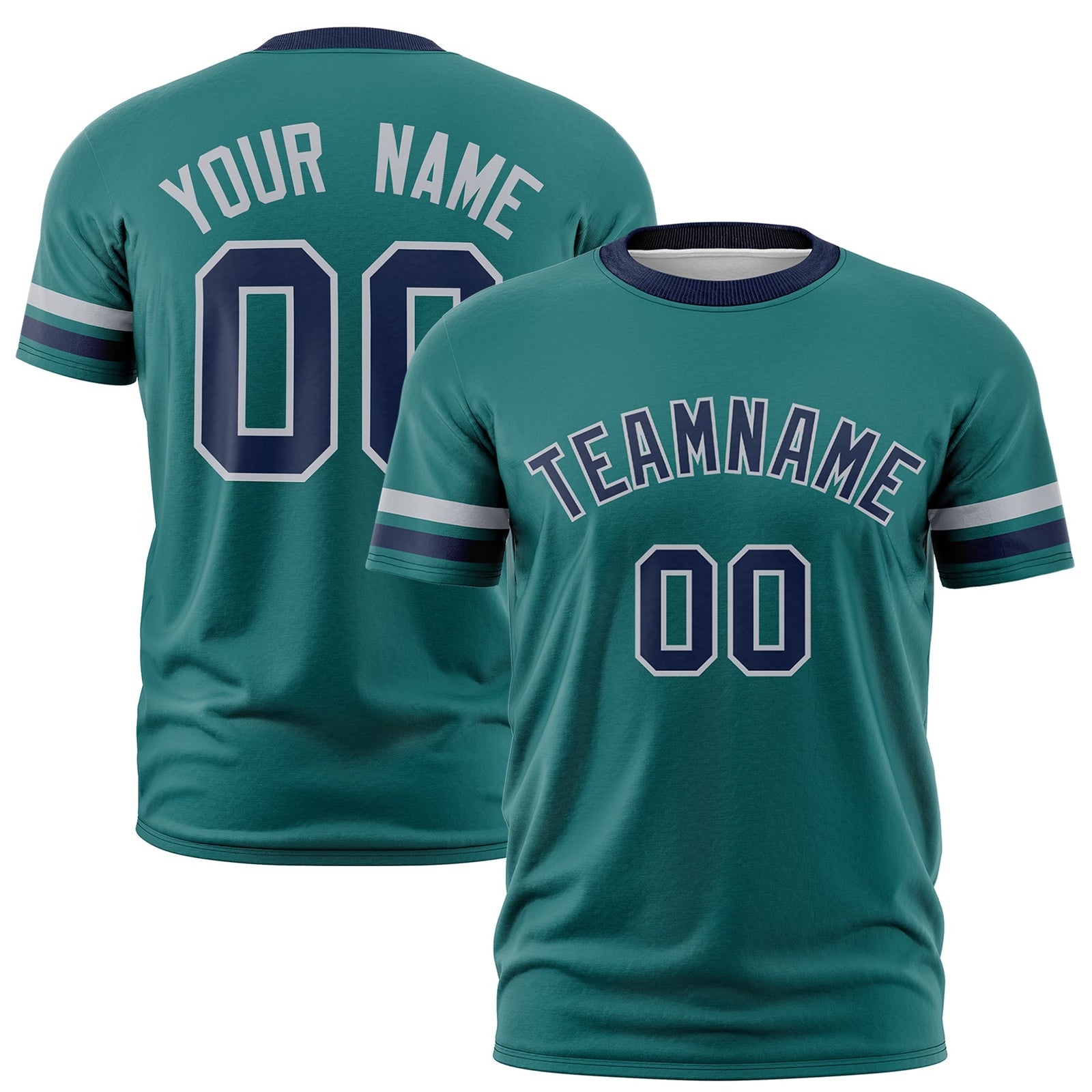Custom Teal Navy Classic Style Stripe Fashion T-shirt| KXKSHOP