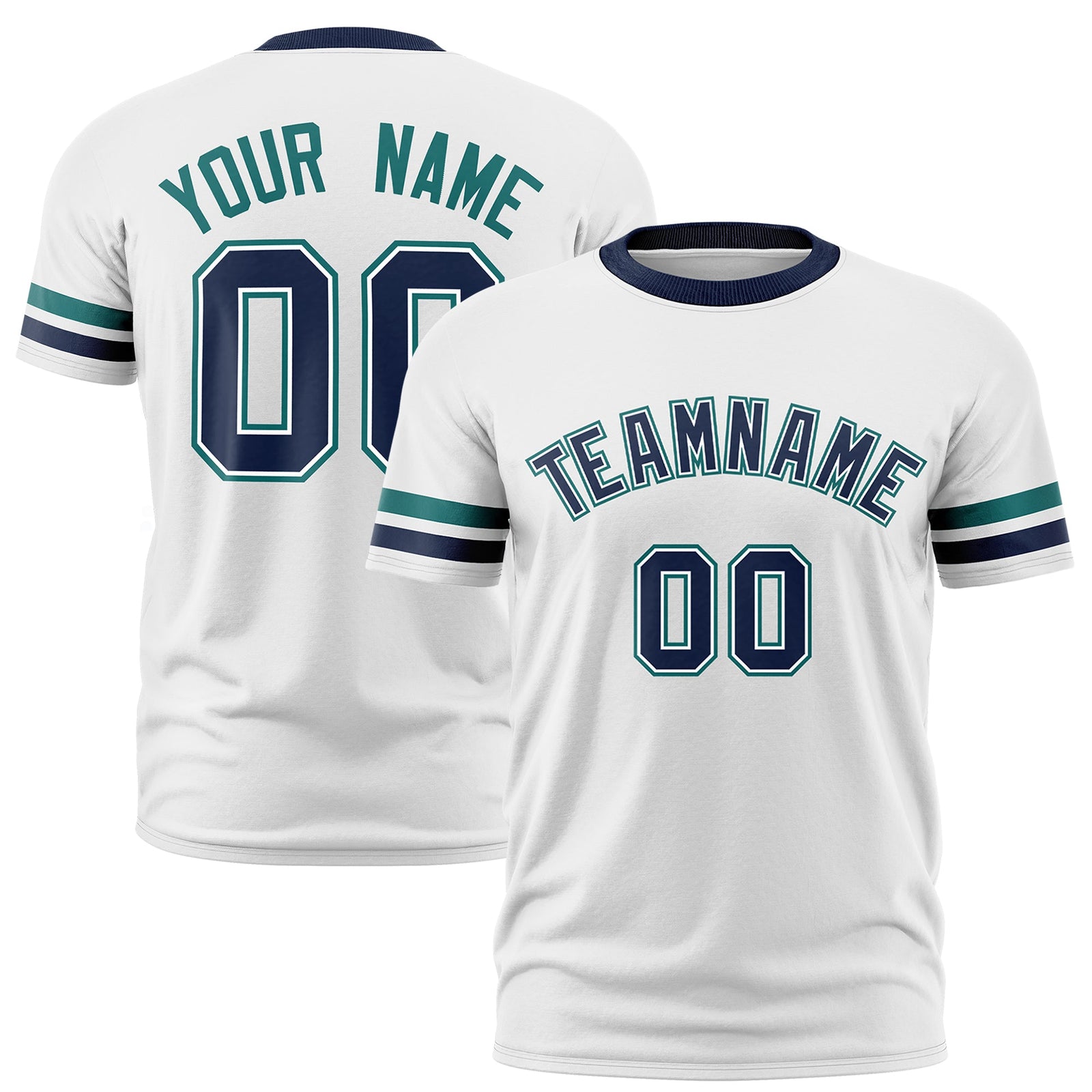 Custom White Navy Classic Style Stripe Fashion T-shirt| KXKSHOP