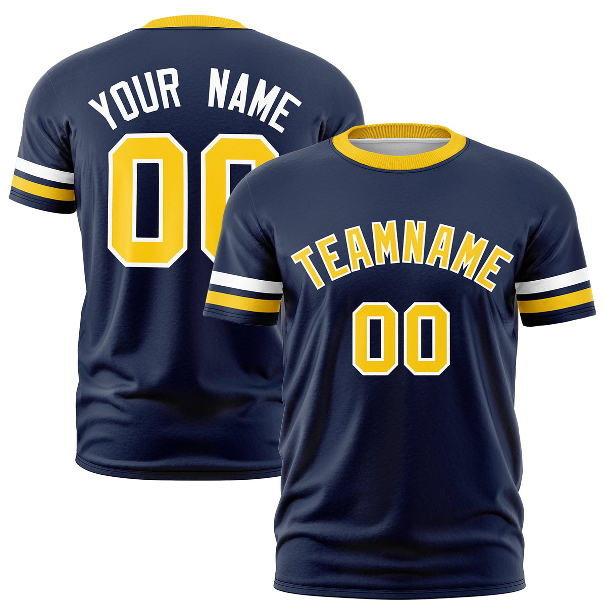 Custom Navy Gold Classic Style Stripe Fashion T-shirt| KXKSHOP