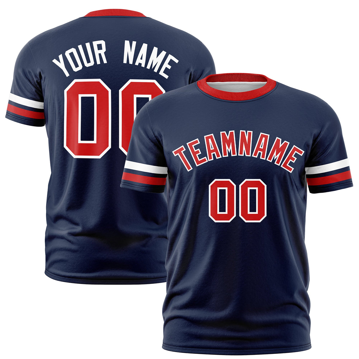 Custom Navy Red Classic Style Stripe Fashion T-shirt| KXKSHOP