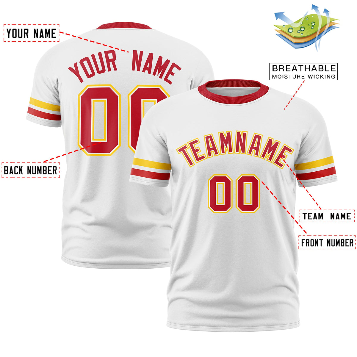 Custom White Red Classic Style Stripe Fashion T-shirt| KXKSHOP