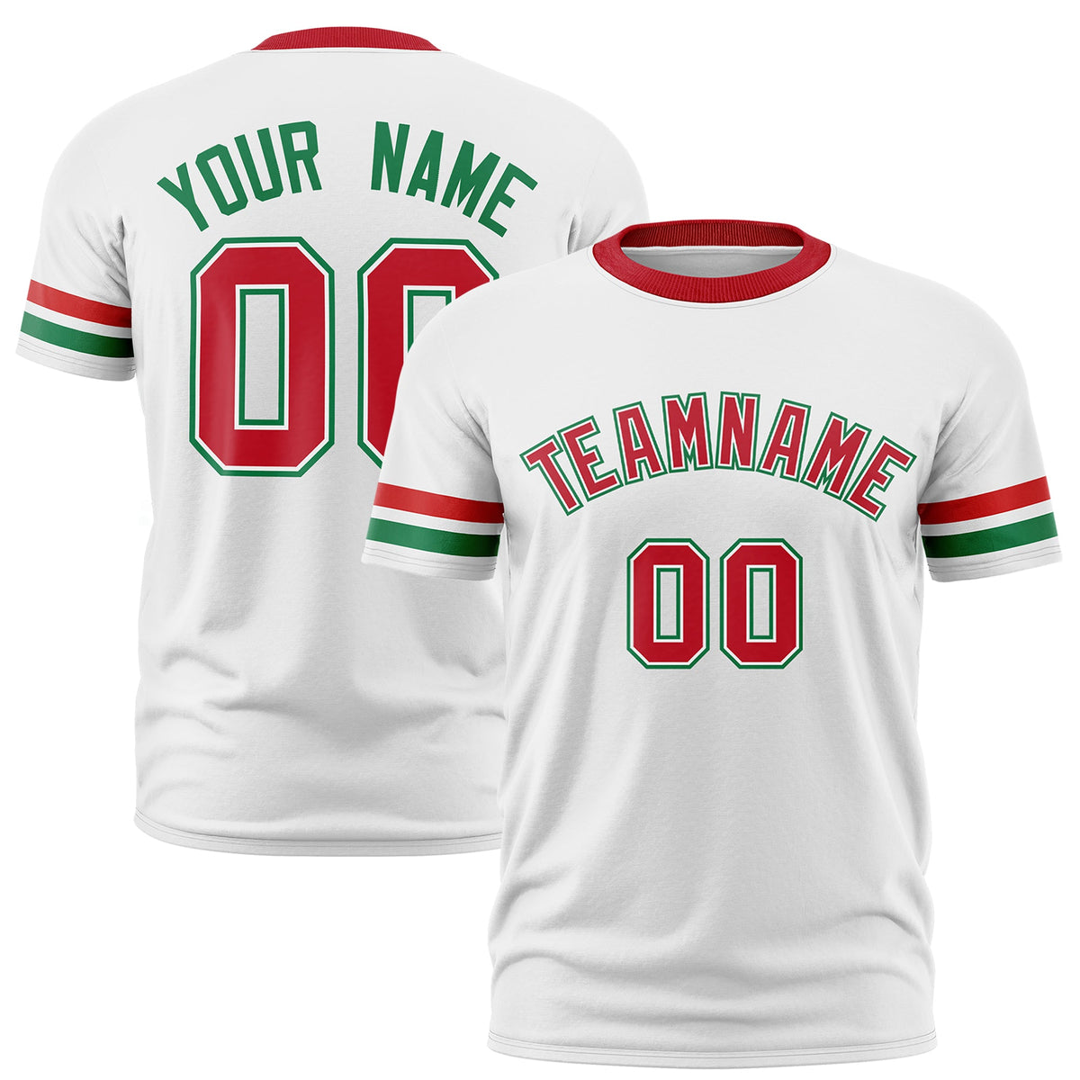 Custom White Kelly Green Classic Style Stripe Fashion T-shirt| KXKSHOP