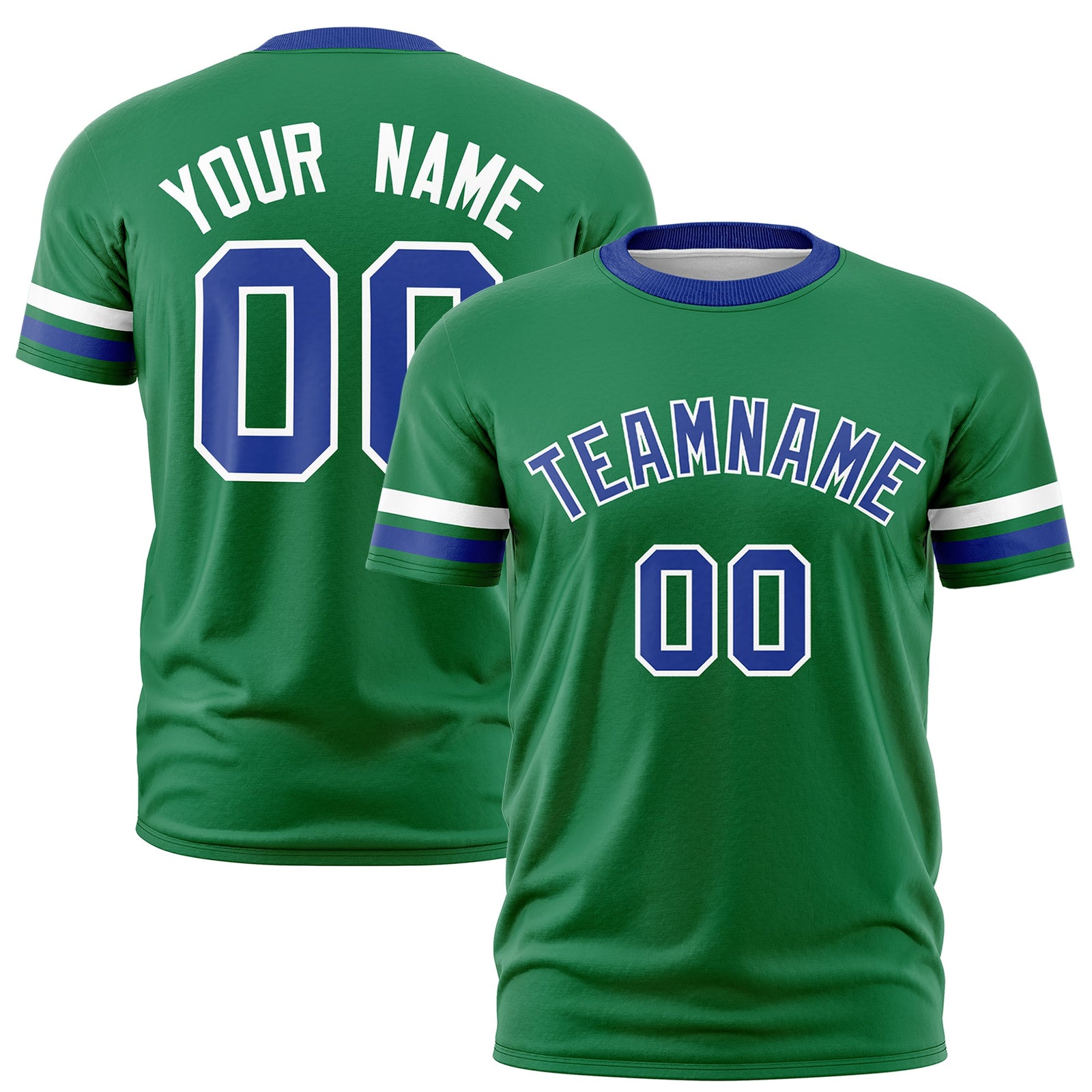 Custom Kelly Green Royal Blue Classic Style Stripe Fashion T-shirt| KXKSHOP