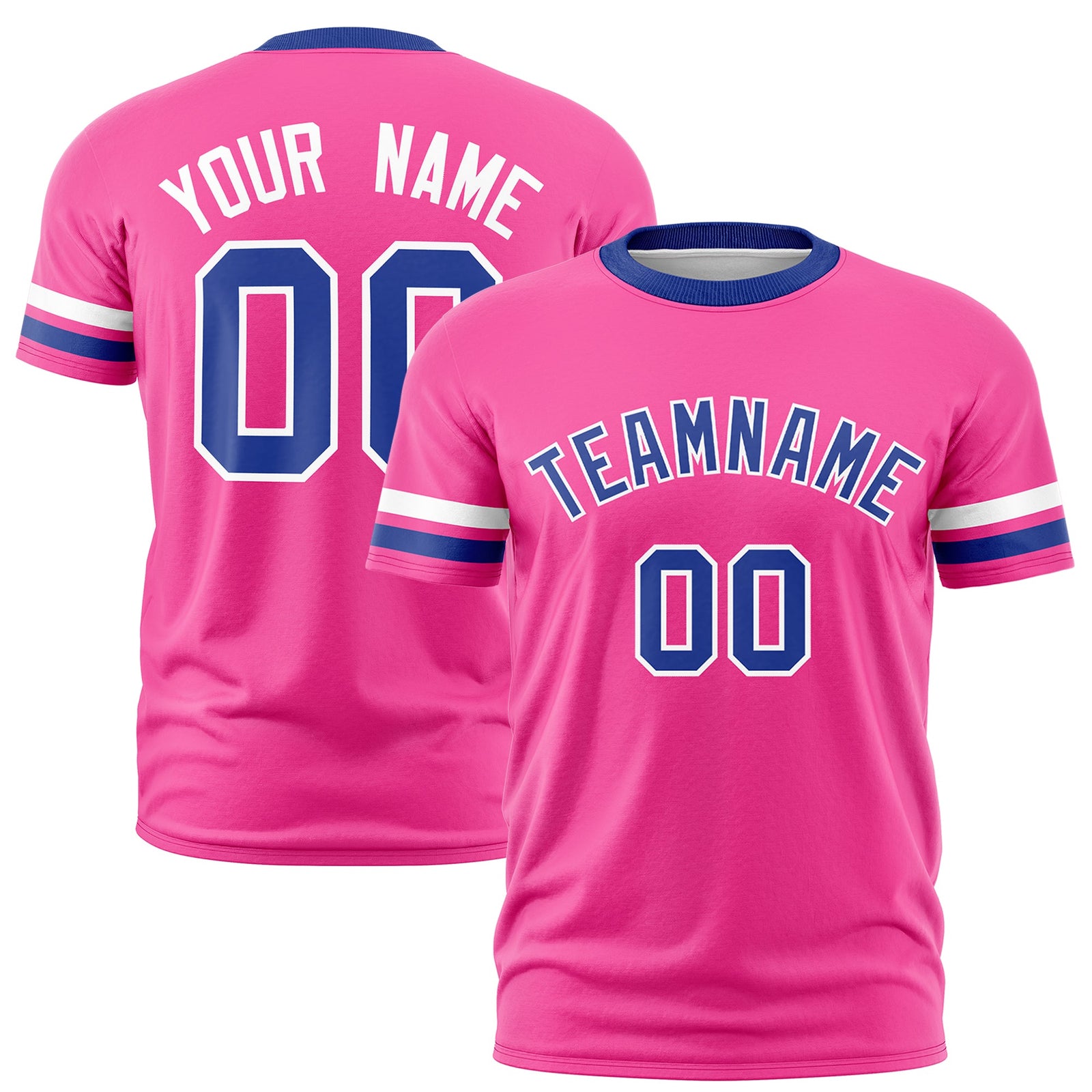 Custom Pink Royal Blue Classic Style Stripe Fashion T-shirt| KXKSHOP