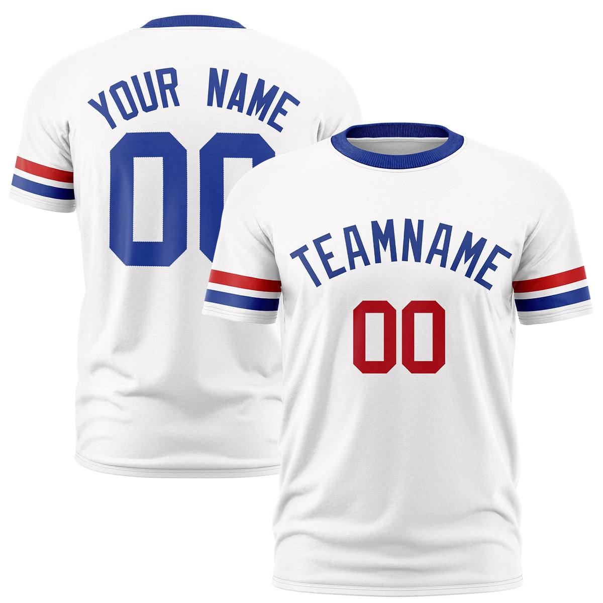 Custom White Royal Blue Classic Style Stripe Fashion T-shirt| KXKSHOP