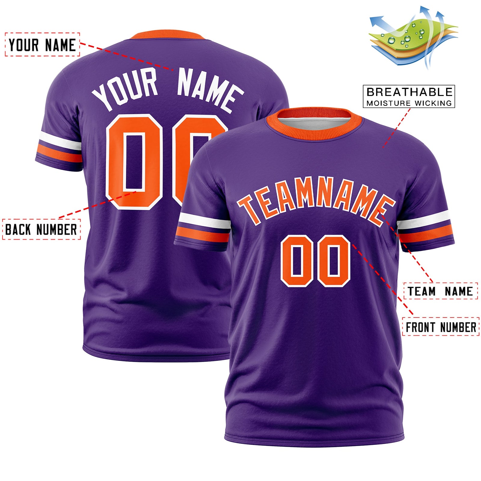 Custom Purple Orange Classic Style Stripe Fashion T-shirt| KXKSHOP
