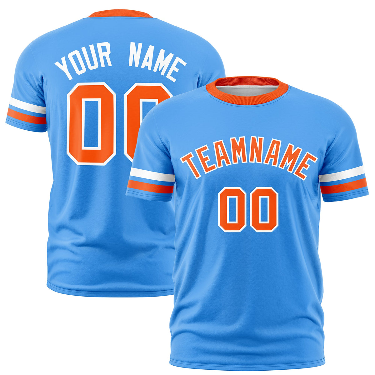 Custom Aqua Orange Classic Style Stripe Fashion T-shirt| KXKSHOP