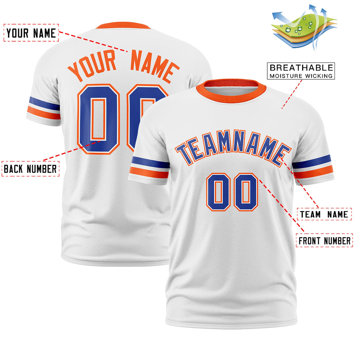 Custom White Orange Classic Style Stripe Fashion T-shirt| KXKSHOP