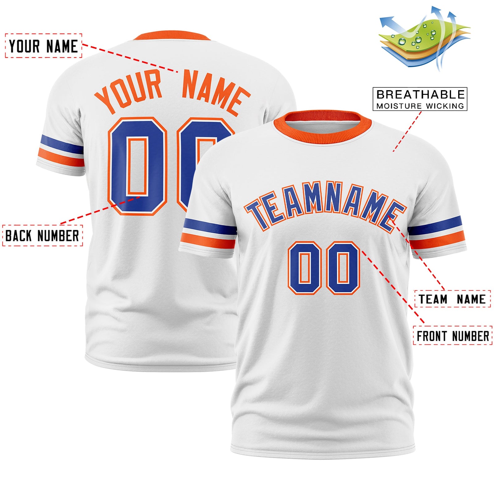 Custom White Orange Classic Style Stripe Fashion T-shirt| KXKSHOP