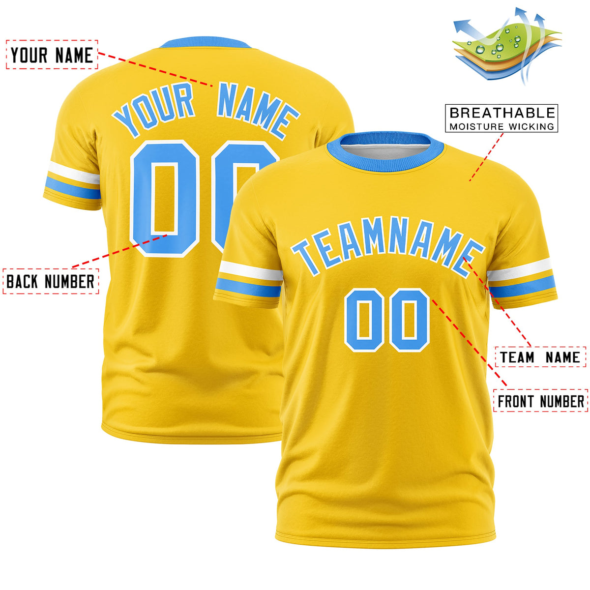 Custom Gold Powder Blue Classic Style Stripe Fashion T-shirt| KXKSHOP