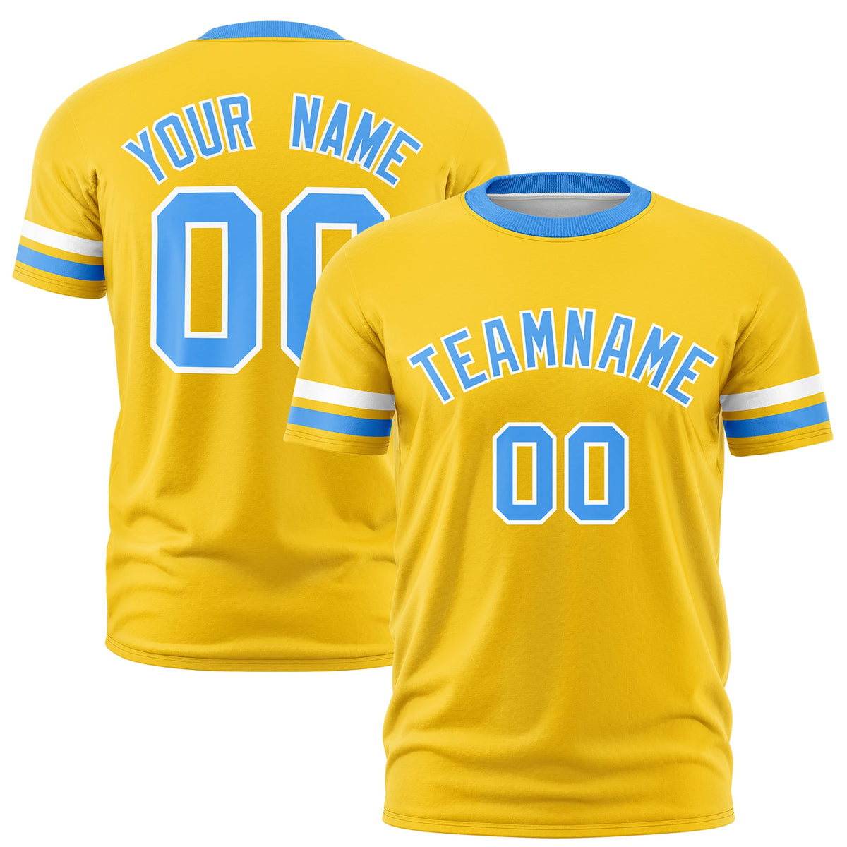 Custom Gold Powder Blue Classic Style Stripe Fashion T-shirt| KXKSHOP