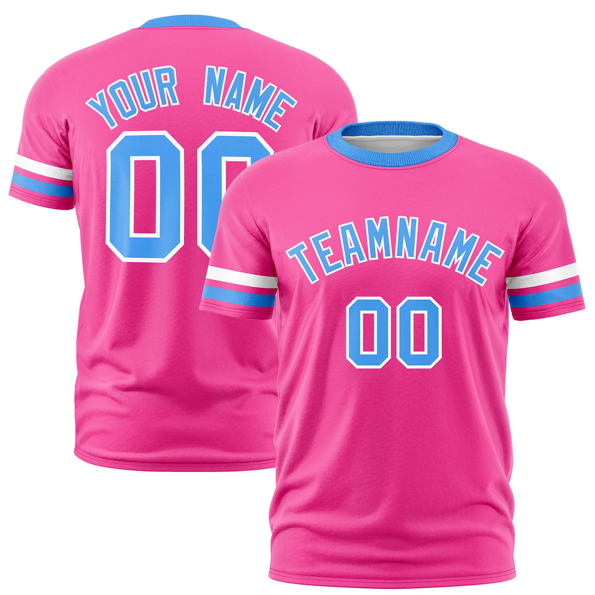 Custom Pink Powder Blue Classic Style Stripe Fashion T-shirt| KXKSHOP