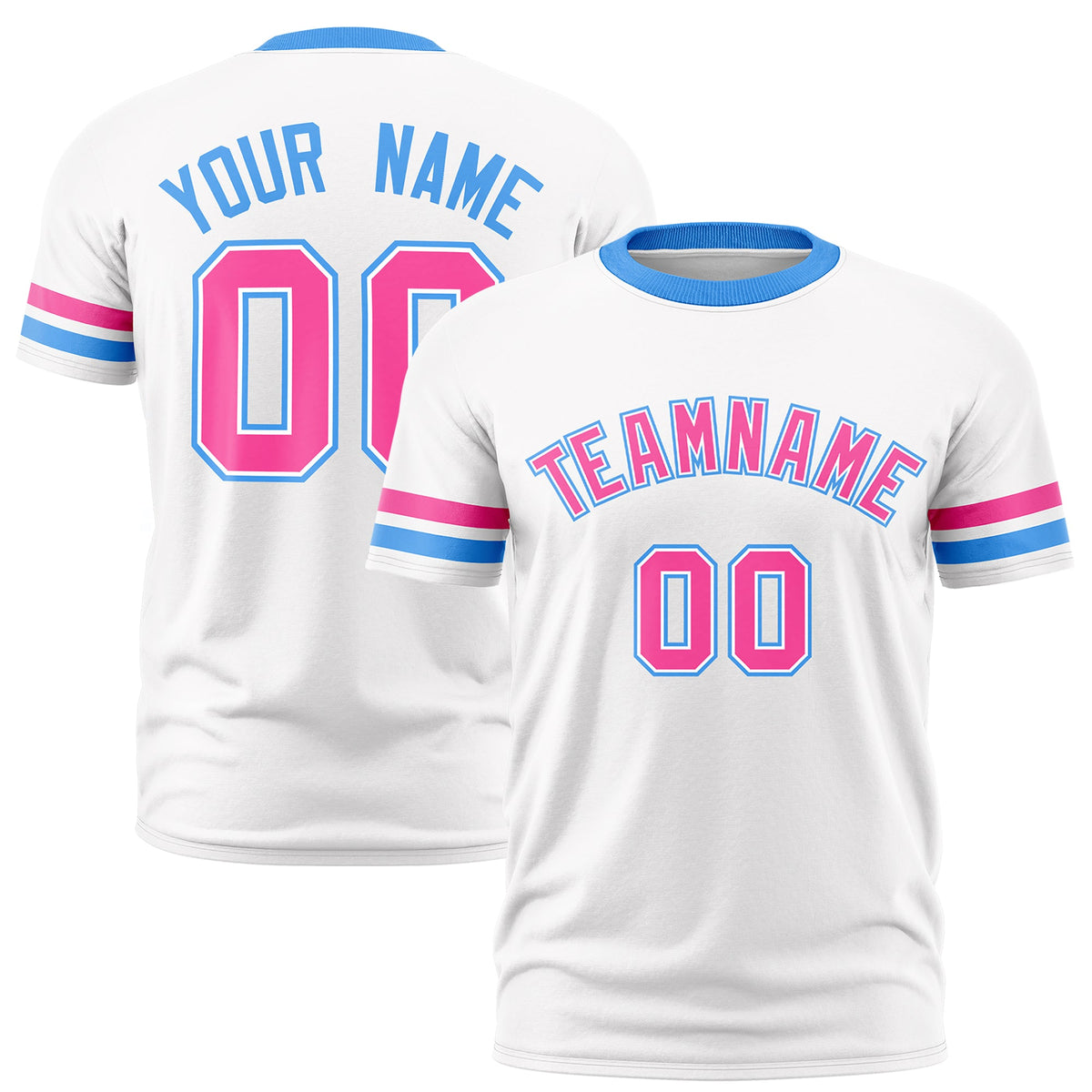 Custom White Powder Blue Classic Style Stripe Fashion T-shirt| KXKSHOP