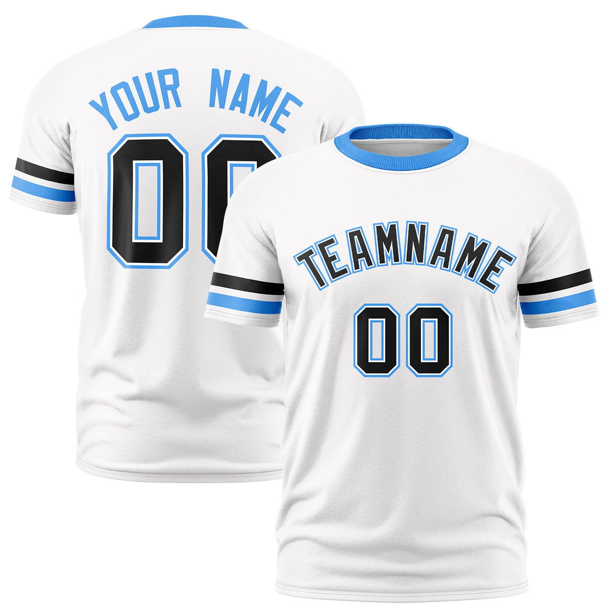 Custom White Powder Blue Classic Style Stripe Fashion T-shirt| KXKSHOP