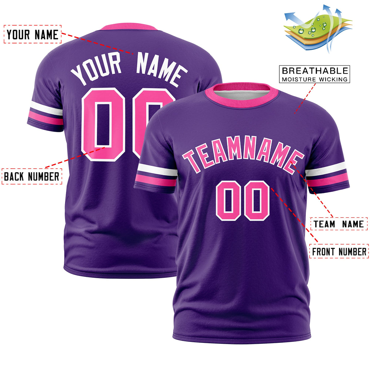 Custom Purple Pink Classic Style Stripe Fashion T-shirt| KXKSHOP