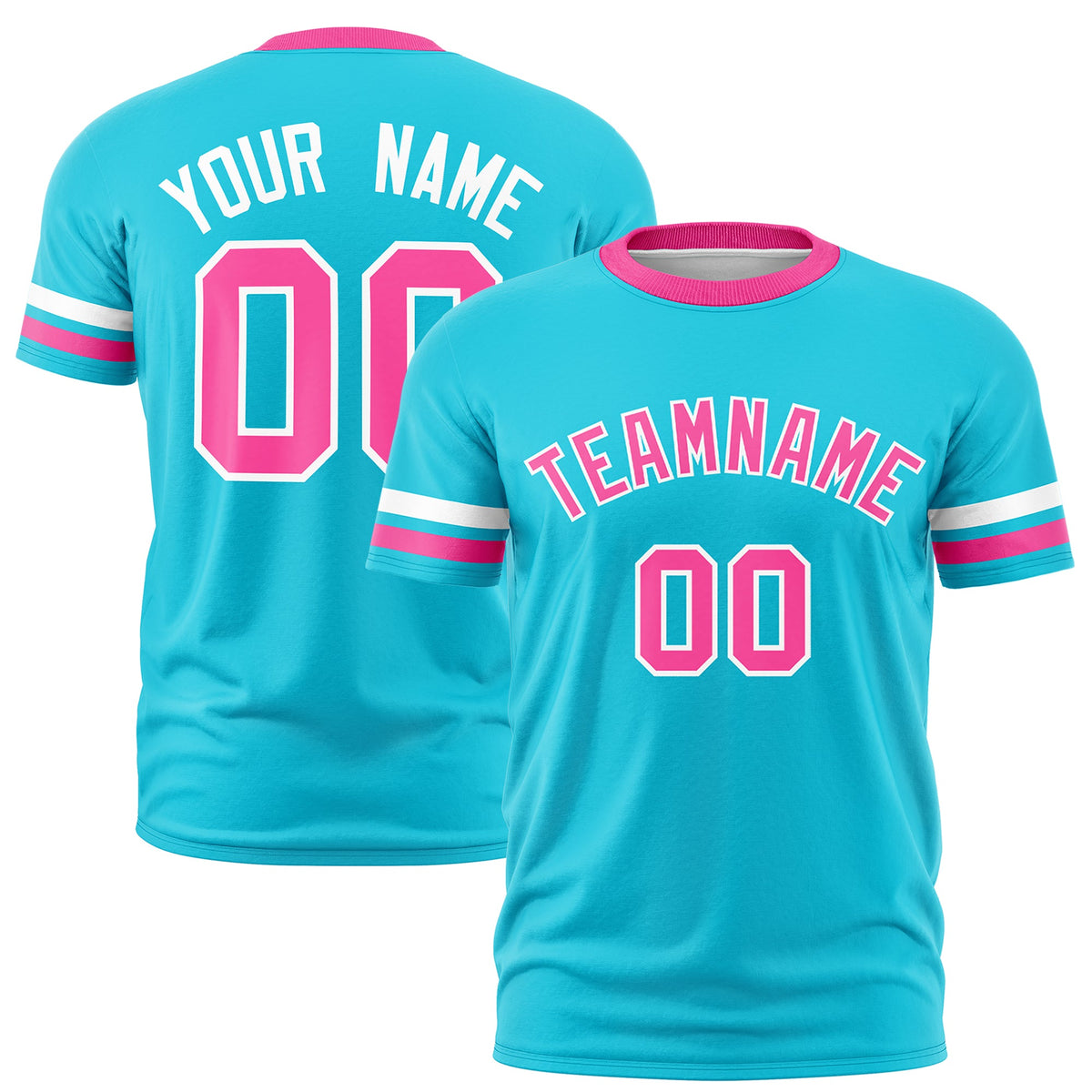 Custom Sky Blue Pink Classic Style Stripe Fashion T-shirt| KXKSHOP