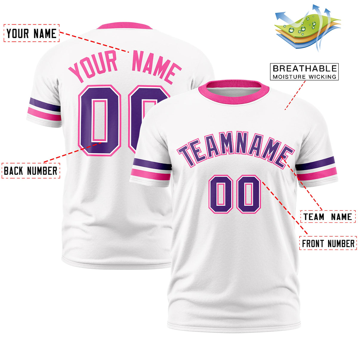 Custom White Pink Classic Style Stripe Fashion T-shirt| KXKSHOP