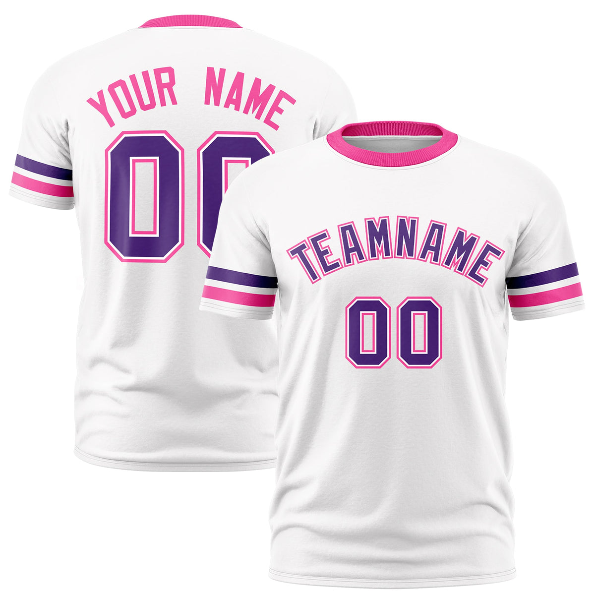 Custom White Pink Classic Style Stripe Fashion T-shirt| KXKSHOP