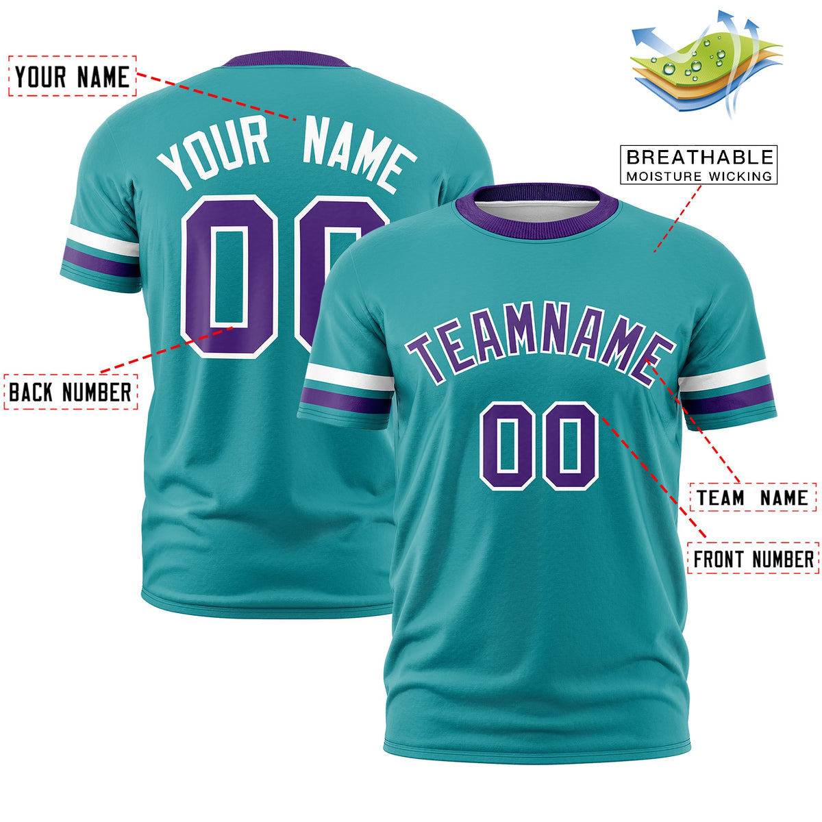Custom Aqua Purple Classic Style Stripe Fashion T-shirt| KXKSHOP