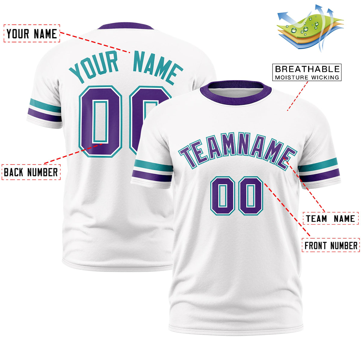 Custom White Purple Classic Style Stripe Fashion T-shirt| KXKSHOP