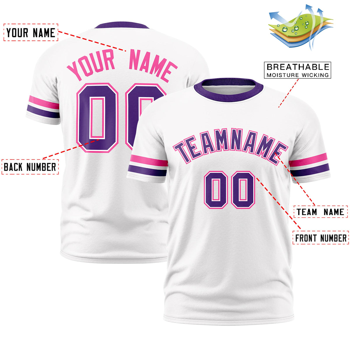 Custom White Purple Classic Style Stripe Fashion T-shirt| KXKSHOP